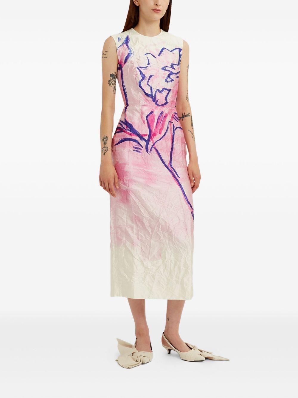 floral-print sleeveless midi dress - 3