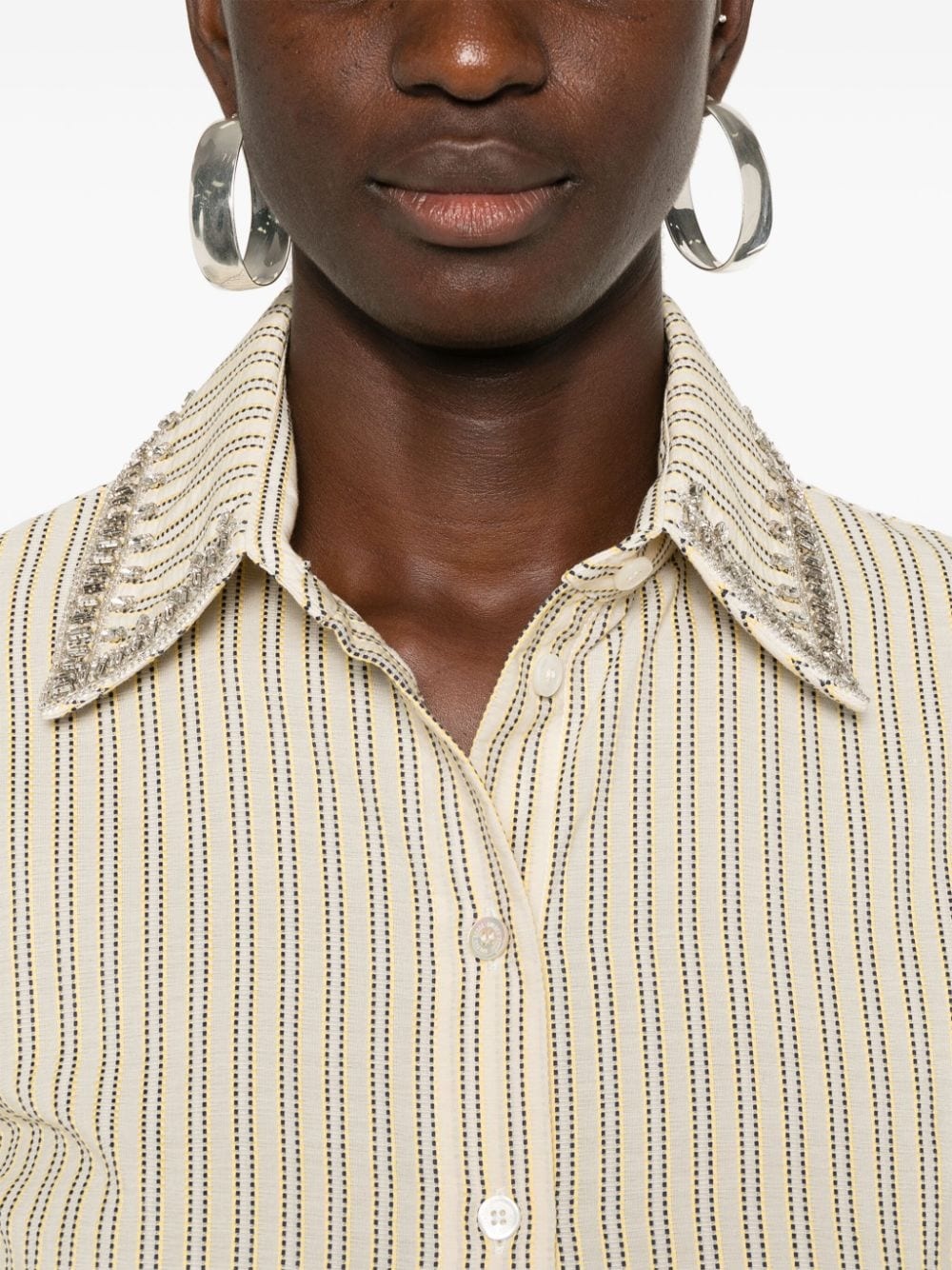 crystal-embellished striped shirt - 5