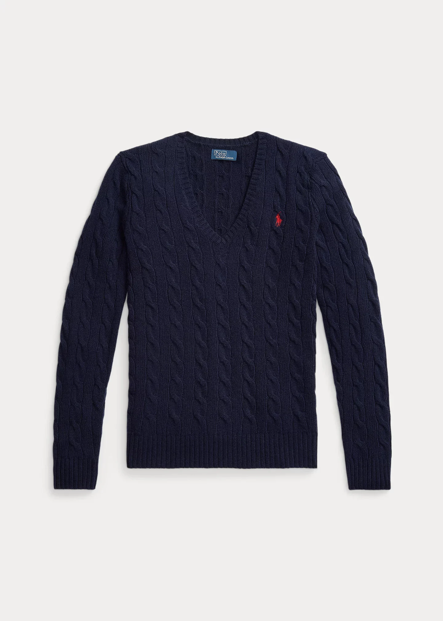 Cable-Knit Wool-Cashmere V-Neck Sweater - 1