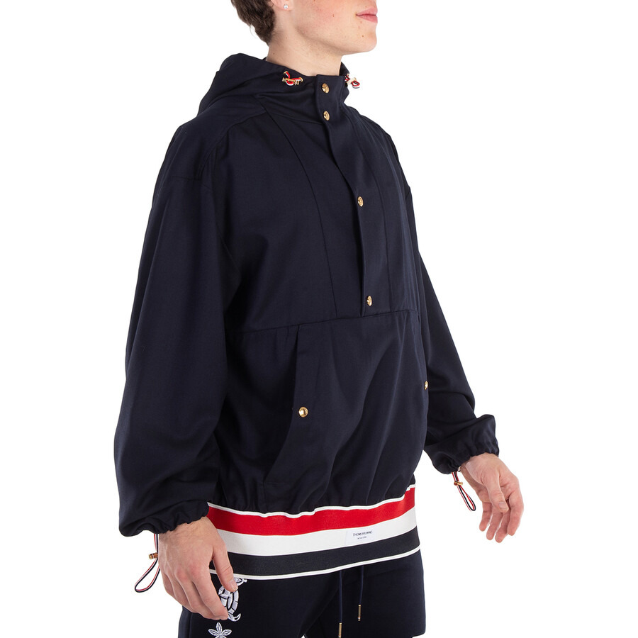 Thom Browne Navy Wool Oversized Anorak - 3