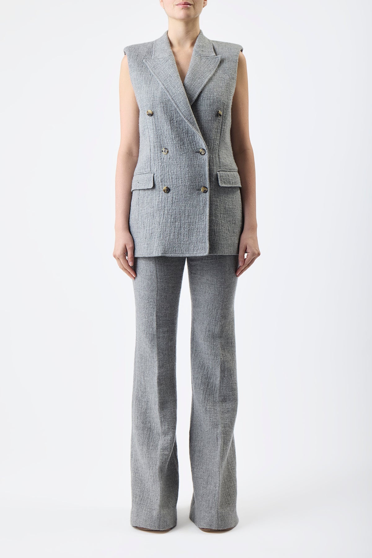 Mayte Vest in Light Grey Cashmere Linen - 3