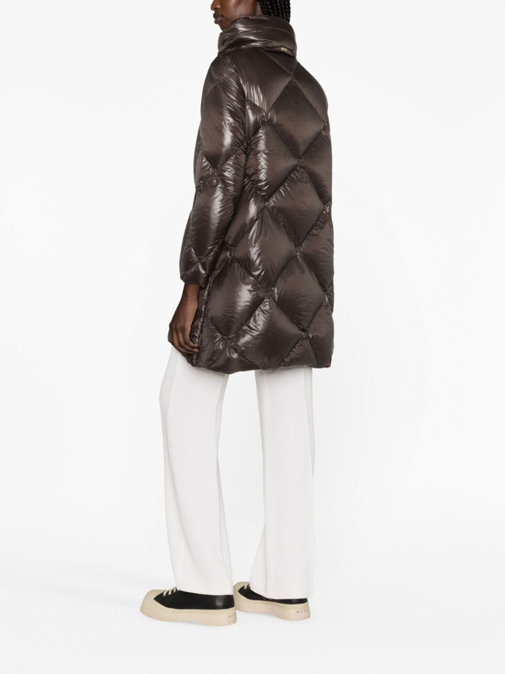 quilted zip-up down coat - 3