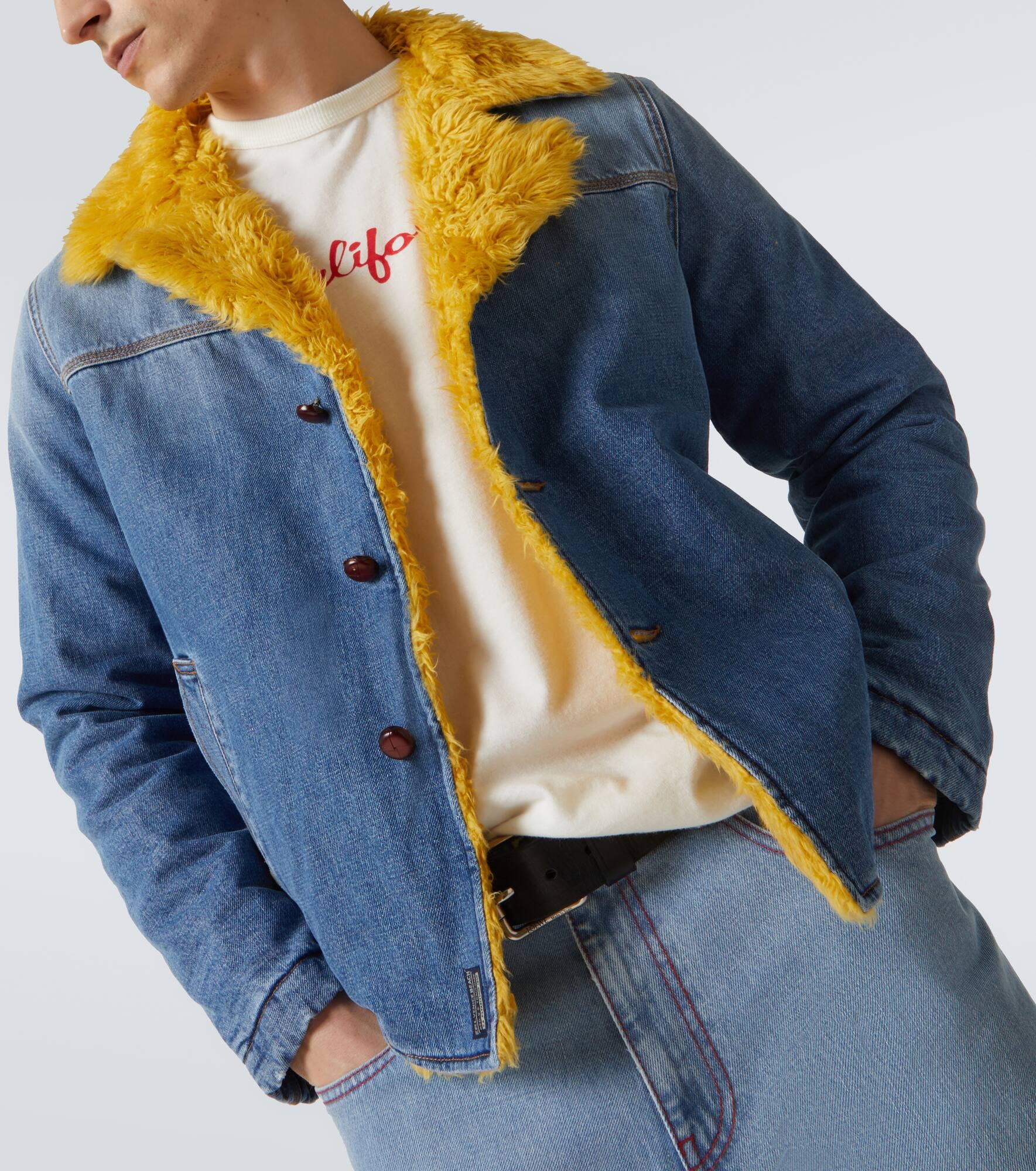 Faux shearling-lined denim jacket - 5