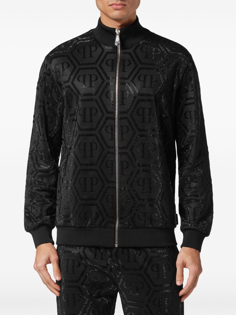 monogram-pattern zip-up tracksuit set - 4