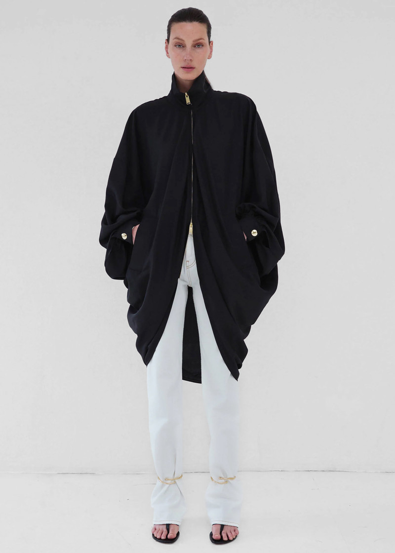 DARKPARK Darkpark Norma Draped Sleeves Bomber Jacket - Black outlook