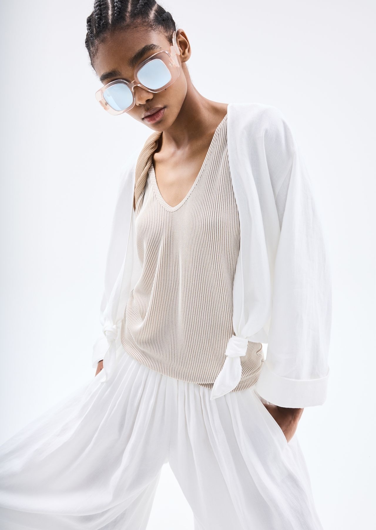 Ribbed viscose crew-neck top - 6