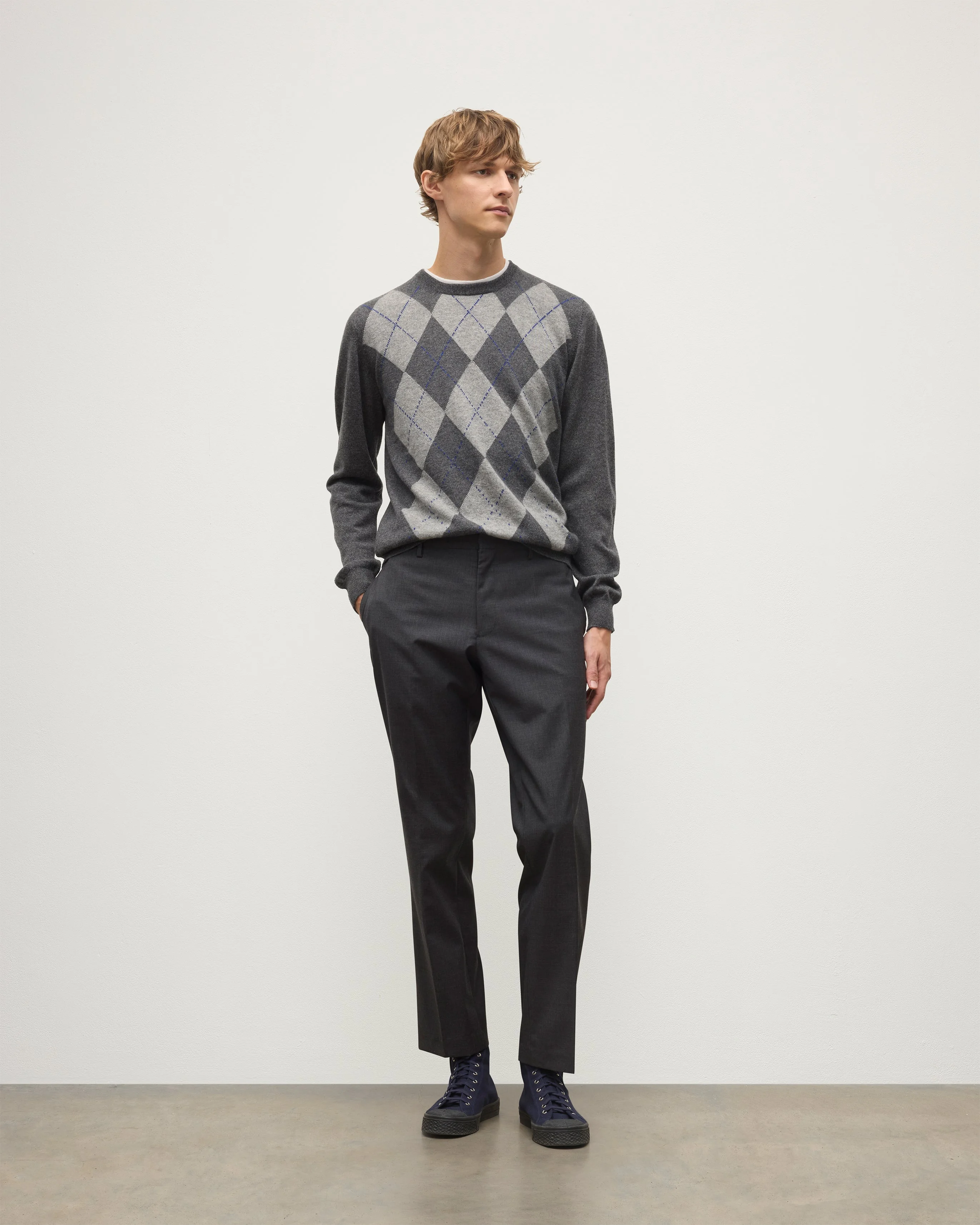 Argyll Mid Grey Cashmere Jumper - 1