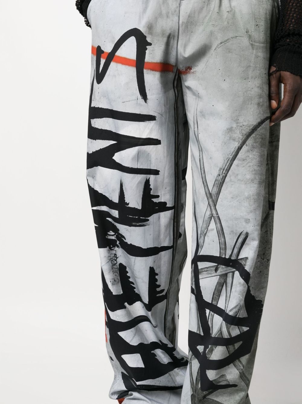 graffiti-print cotton wide-leg trousers - 6