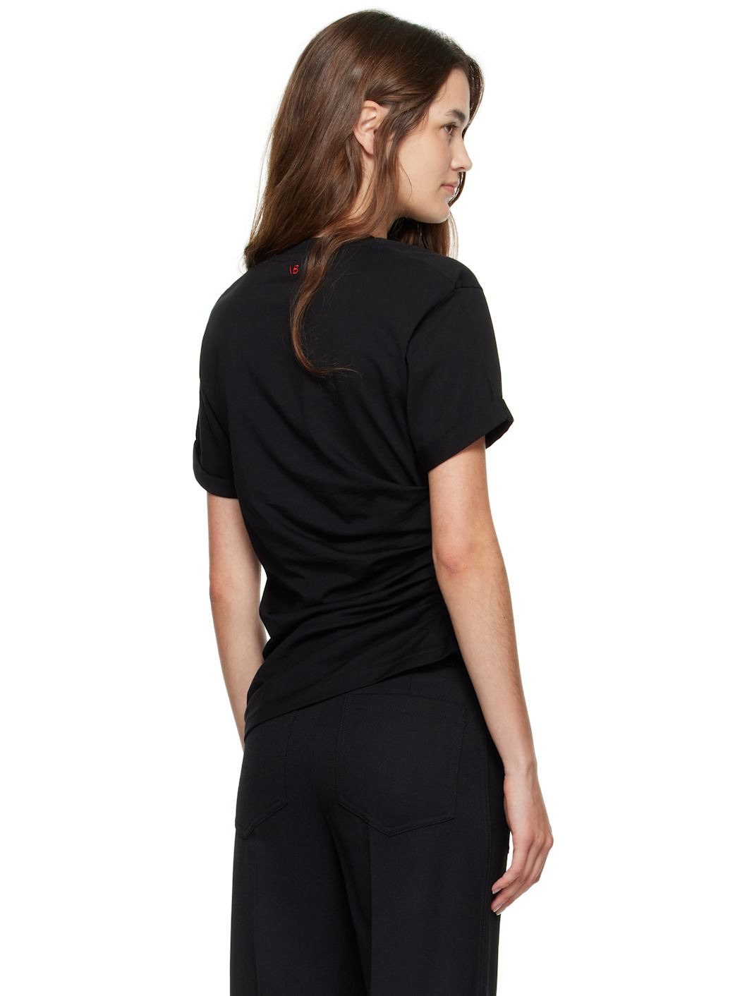 Black Gathered Detail T-shirt - 3
