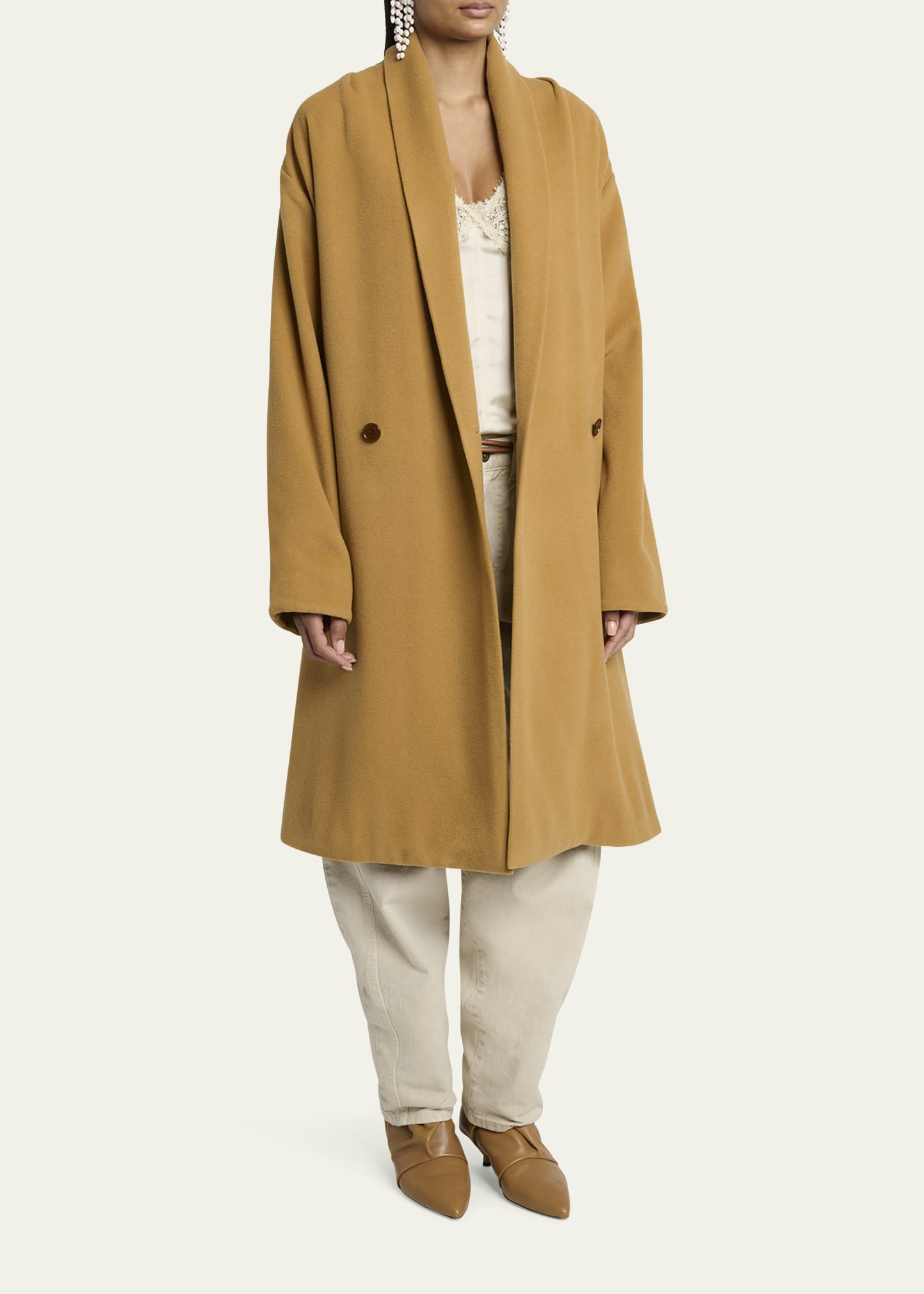 Elise Double-Breasted Wool Cashmere Coat - 4