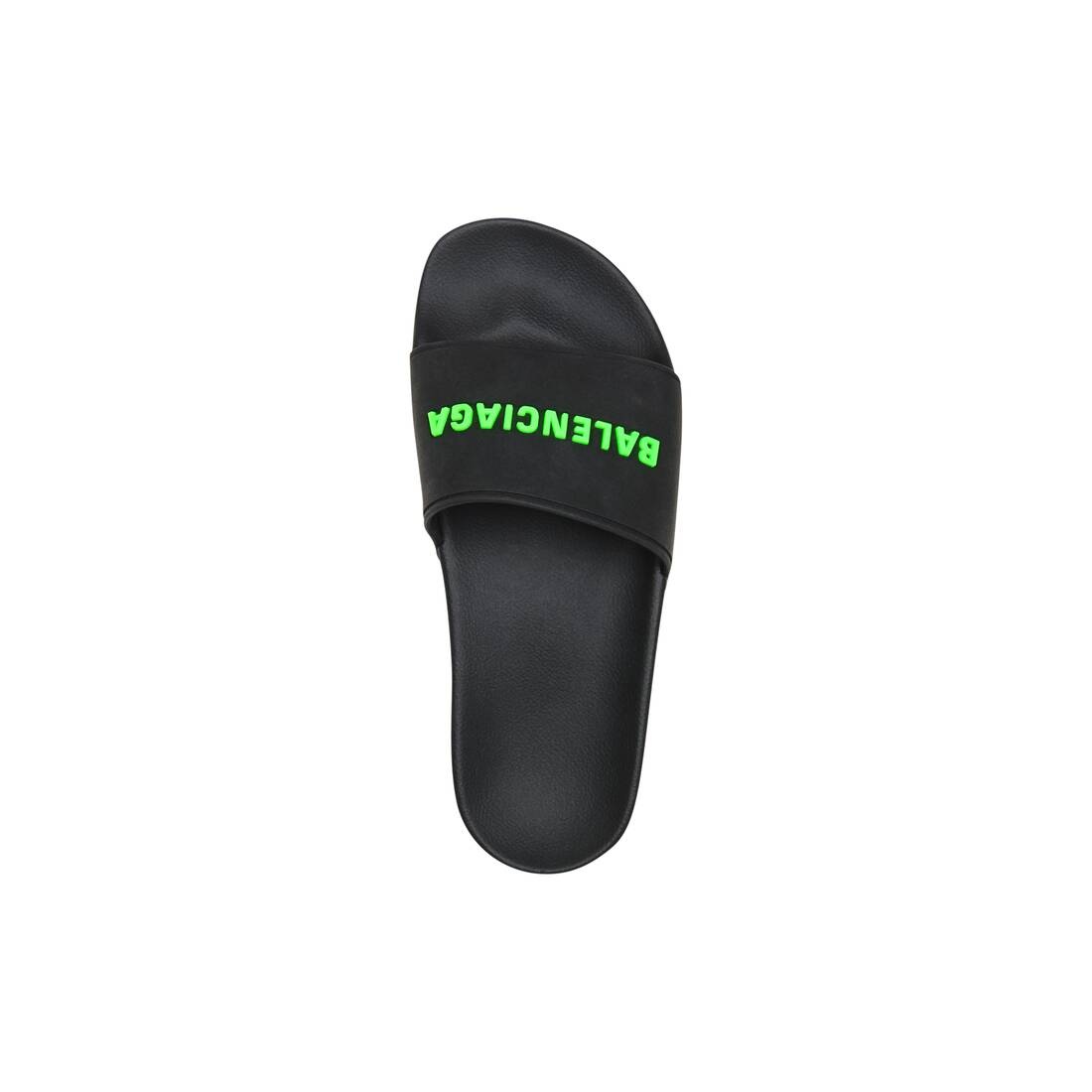Women's Pool Slide Sandal in Black/fluo Green - 4