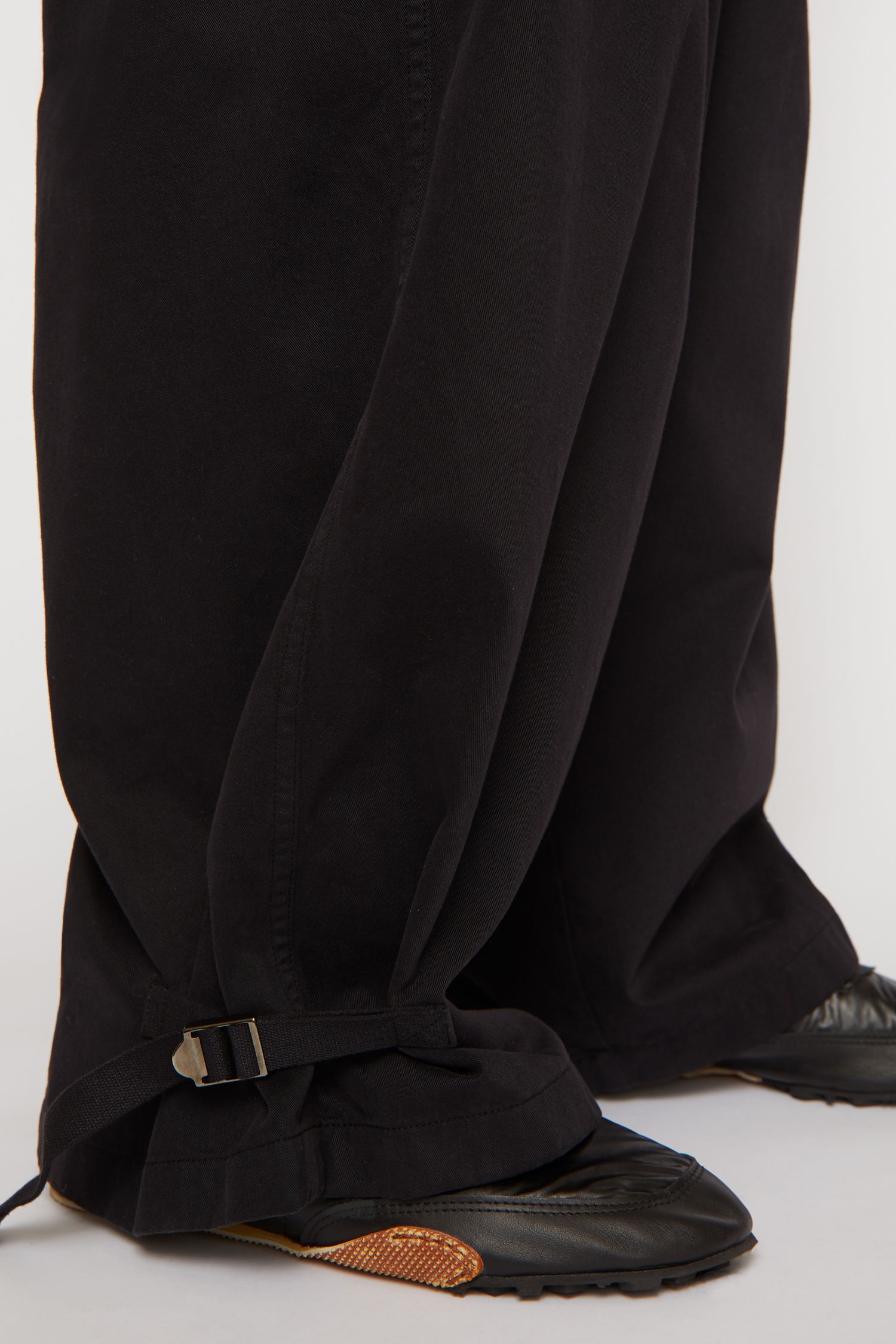 Wide-leg cotton trousers black - 6