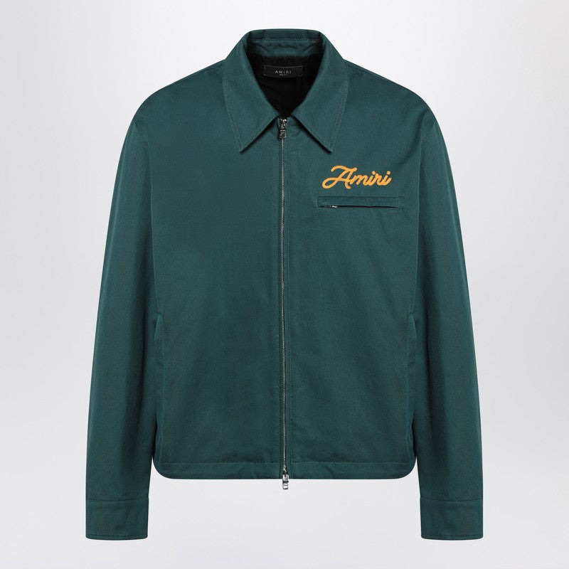 Amiri Green Zipped Jacket With Logo Men - 1