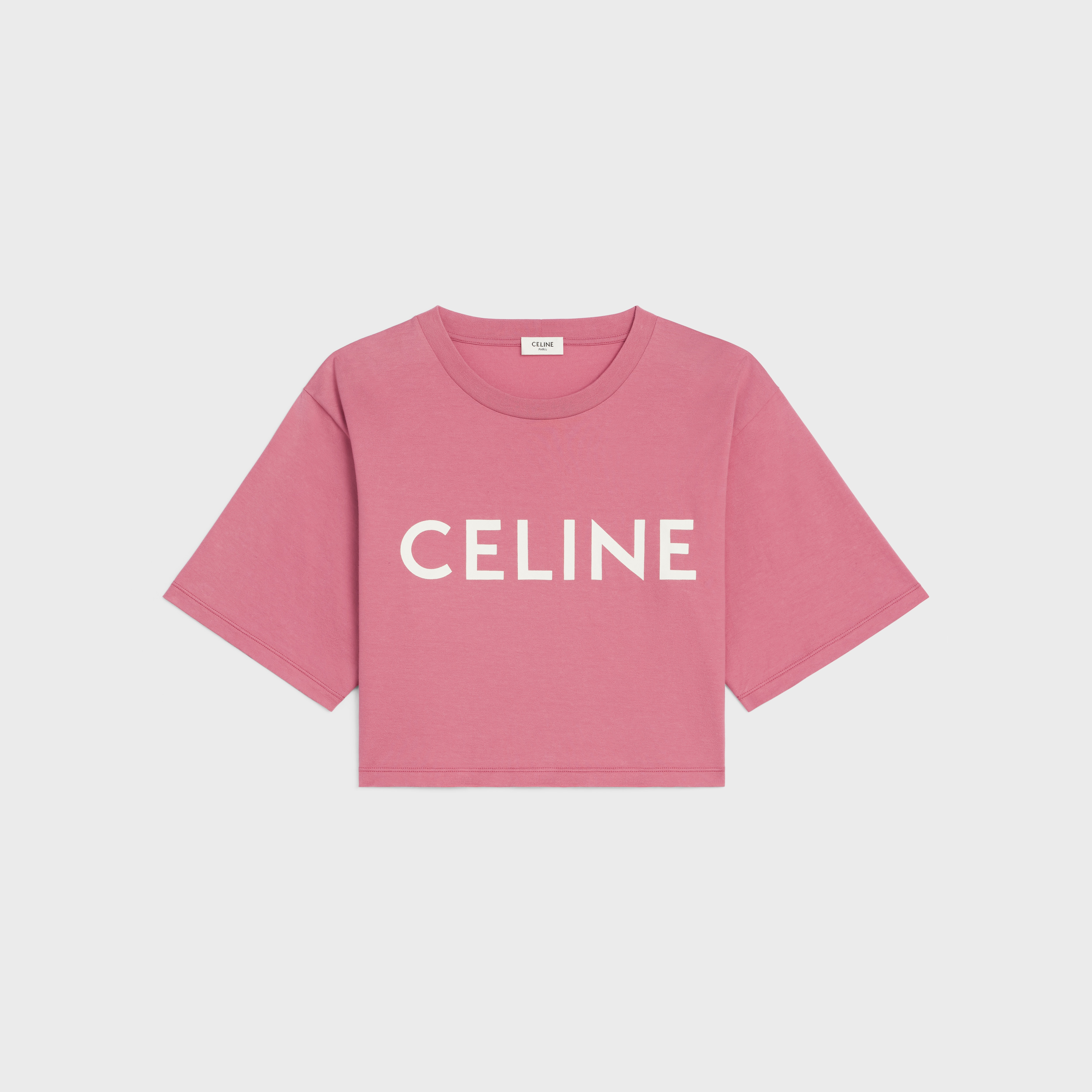 CELINE CROPPED CELINE T-SHIRT IN COTTON JERSEY | REVERSIBLE