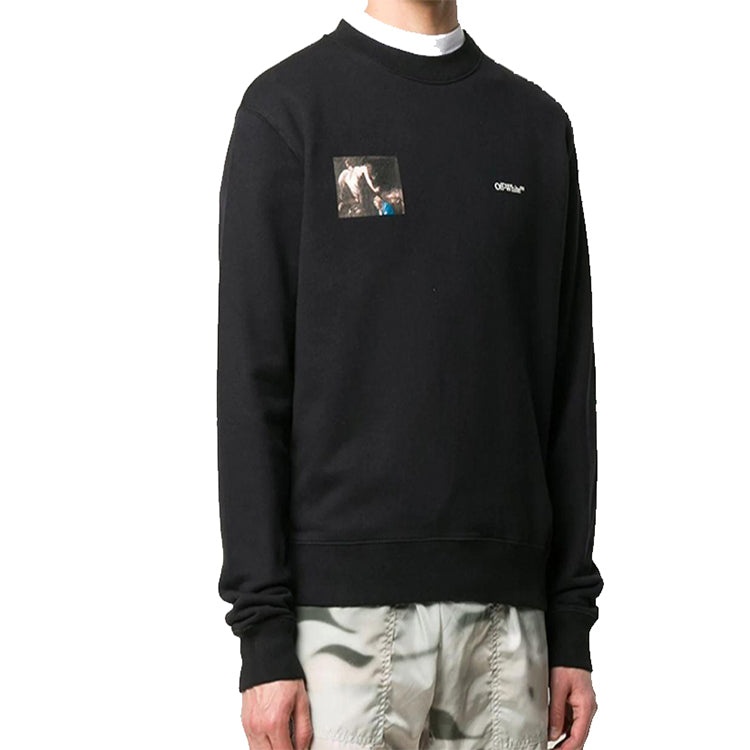 Off-White FW20 Caravaggio Angel Printing Sweater Men Black OMBA025E20FLE0051010 - 4