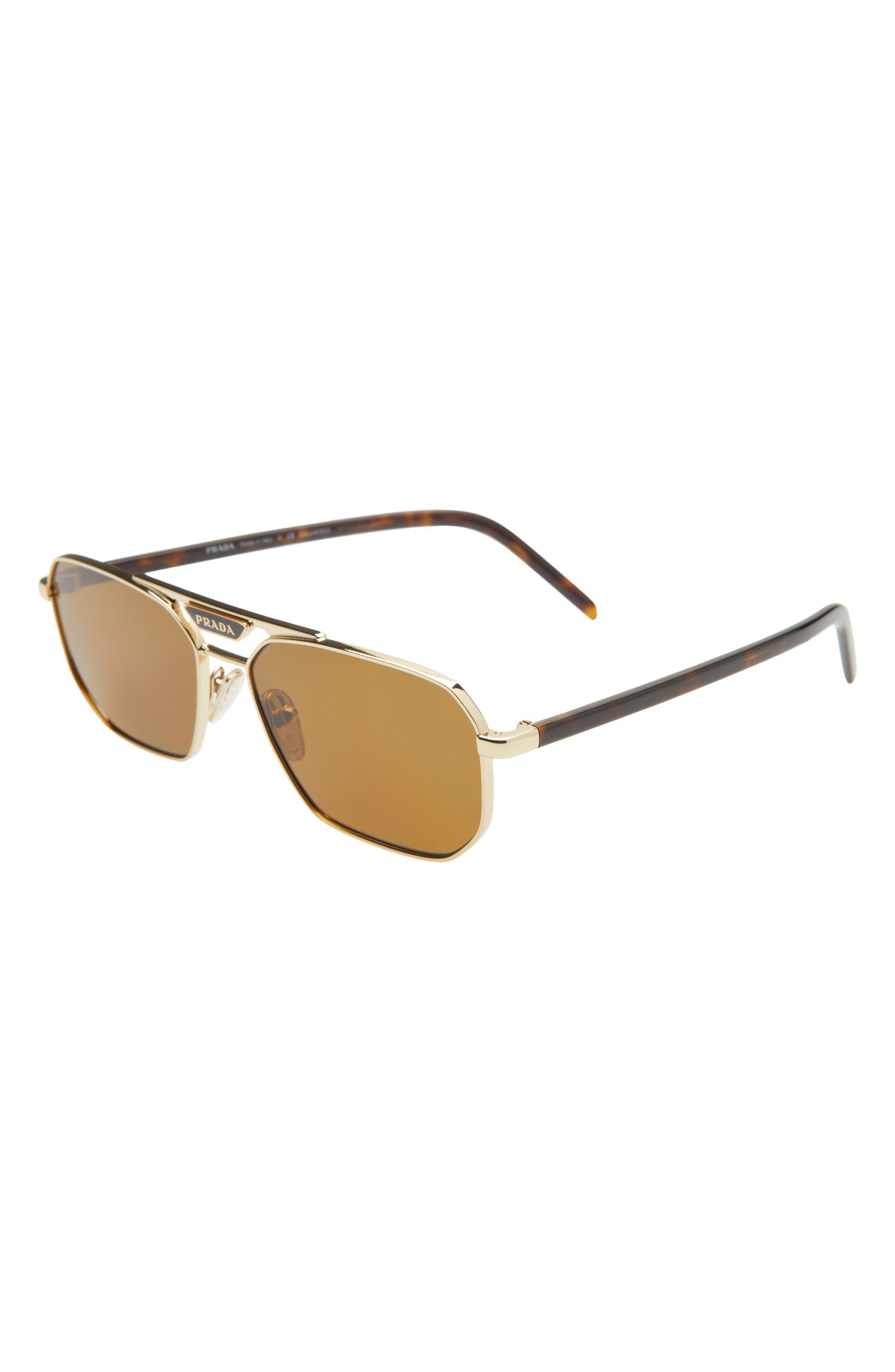 Prada 57mm Polarized Rectangular Sunglasses in Pale Gold at Nordstrom - 2