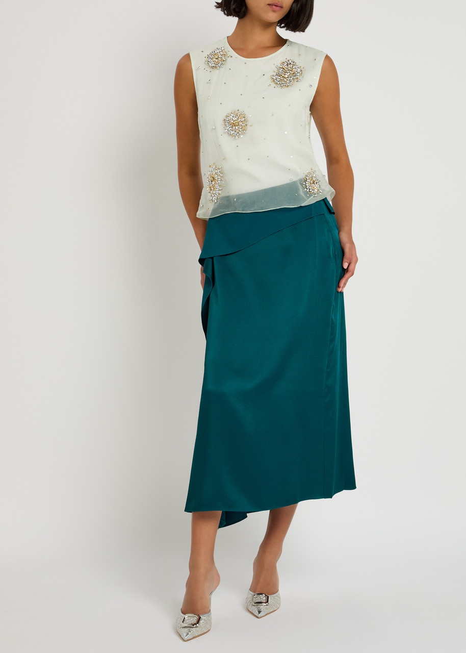 Erdem Draped Satin Midi Skirt - 4