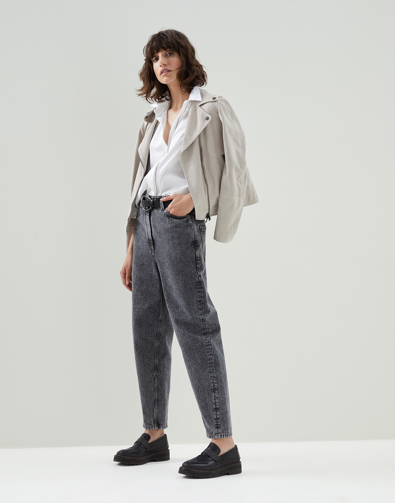 Brunello Cucinelli Suede biker jacket with monili outlook