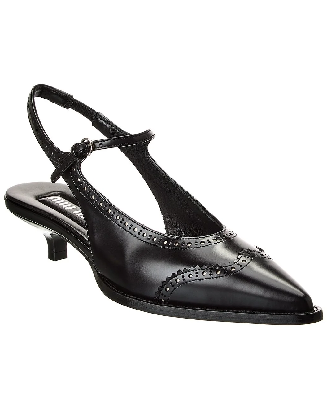 Miu Miu Brogue Leather Slingback Pump - 1