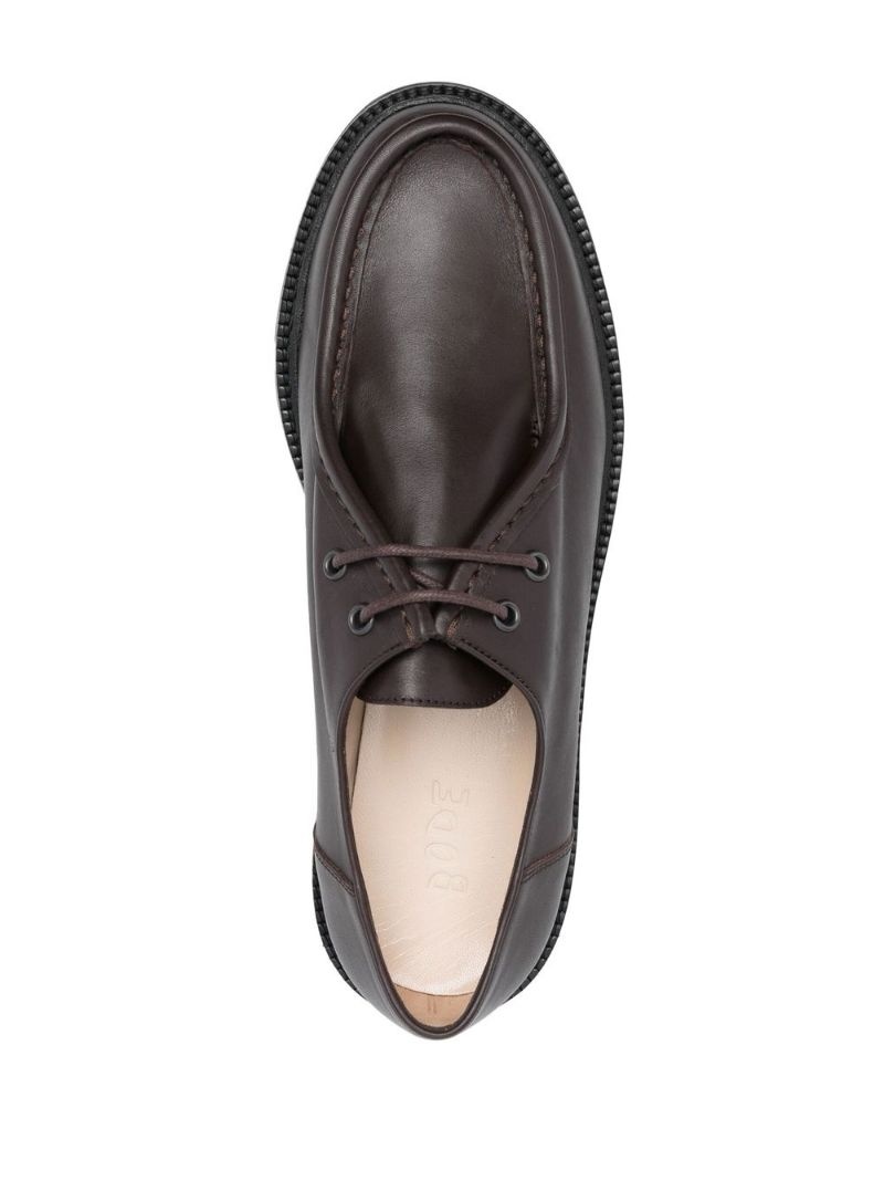 almond-toe leather lace-up shoes - 4