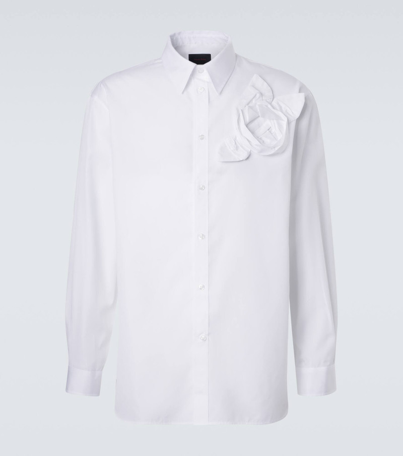 Floral-appliqué cotton poplin shirt 1