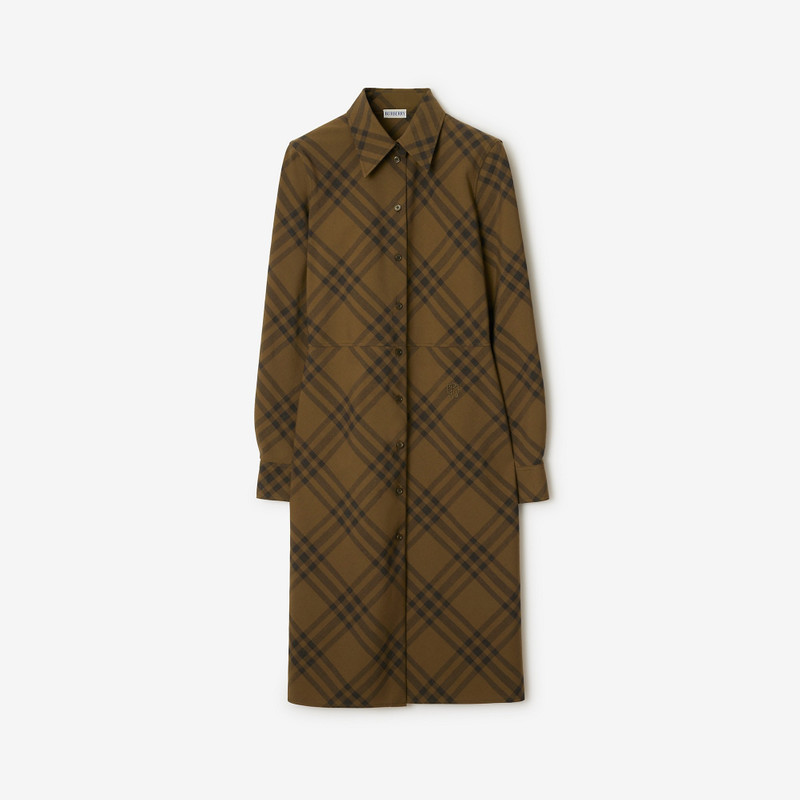 Check Wool Blend Shirt Dress 1