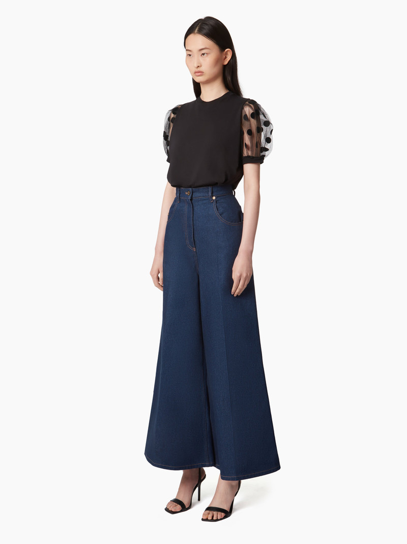 NINA RICCI CROPPED FLARED DENIM PANTS outlook