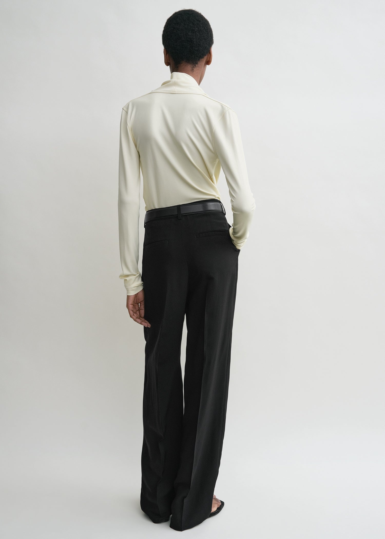Overlapped jersey top ecru - 4