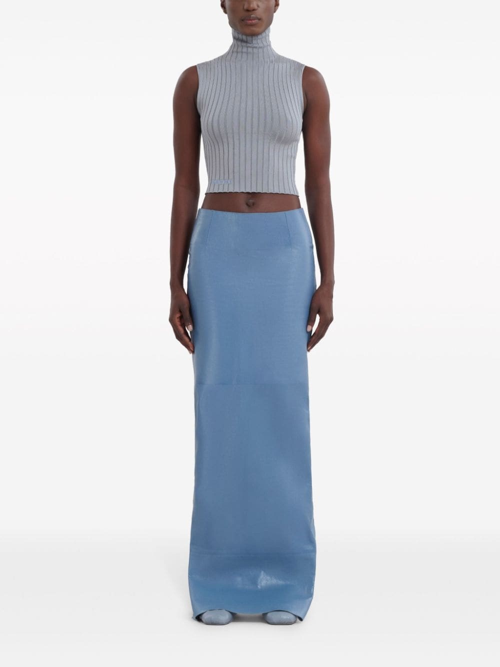 rear-slit leather maxi skirt - 2
