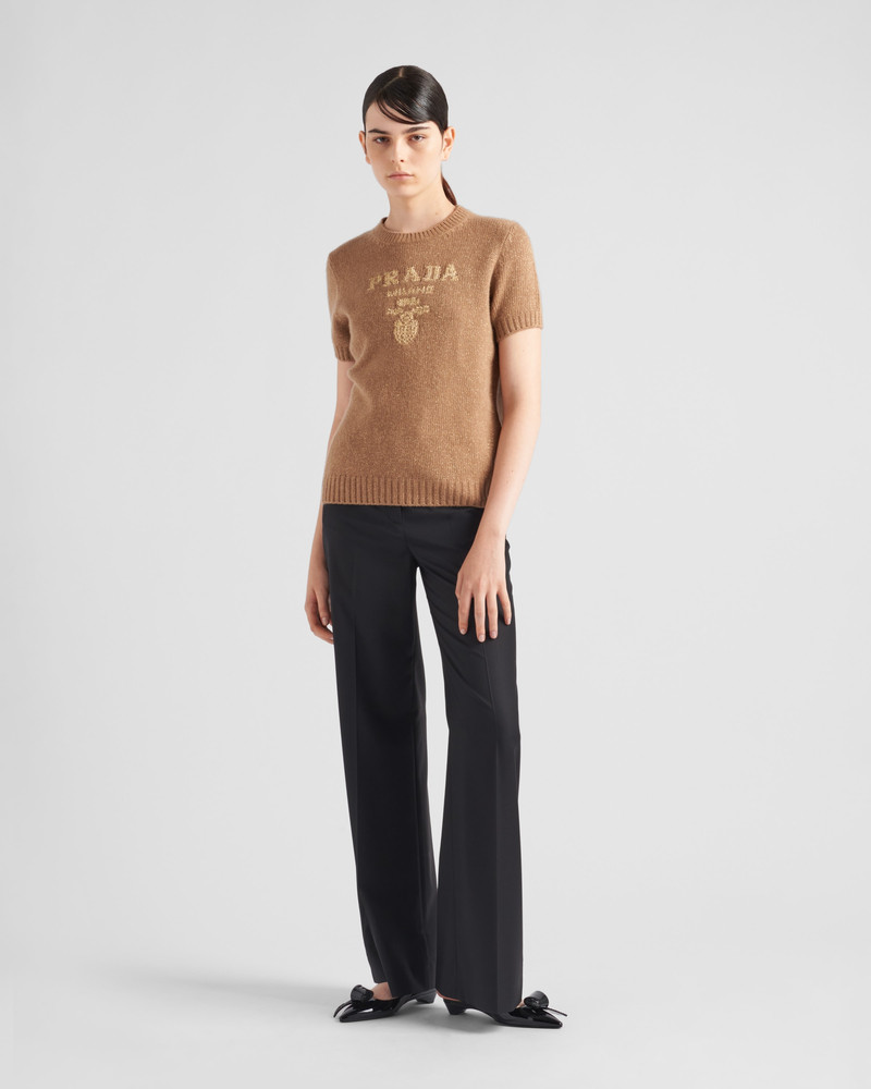 Prada Wool, cashmere and lamé crew-neck sweater outlook