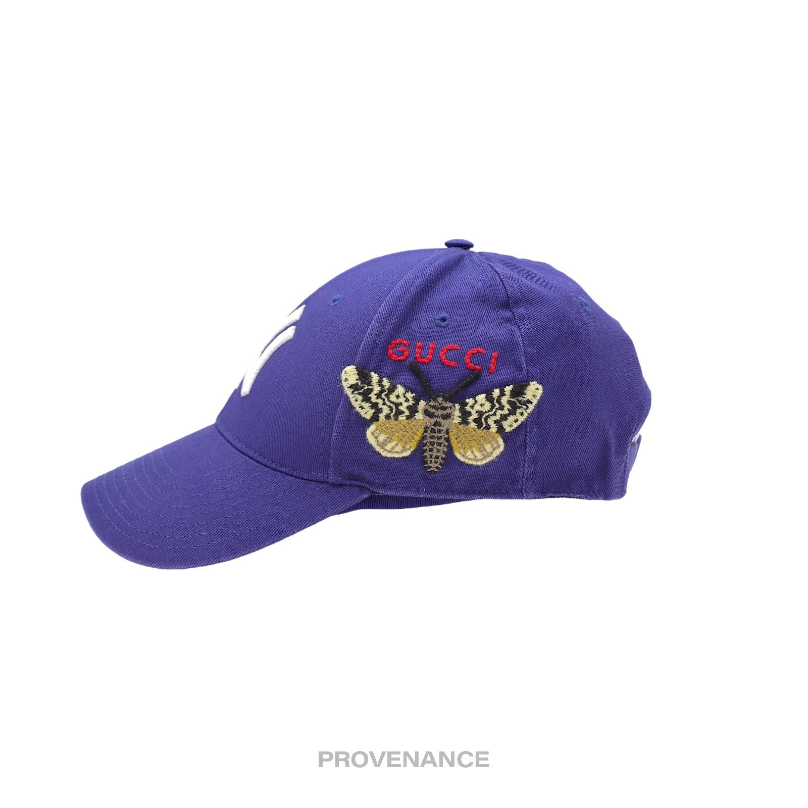 Gucci x NY Yankees Embroidered Hat Cap - Blue with Moth - 4