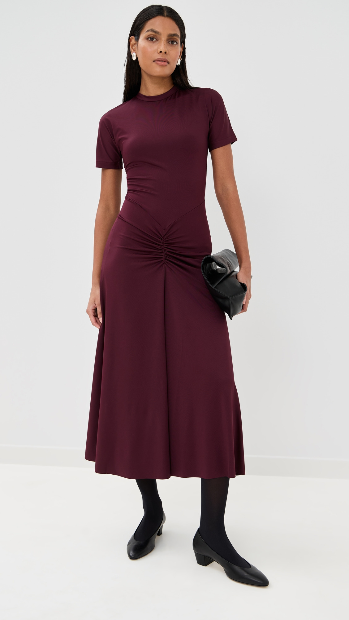 Gathered Waist T-Shirt Midi Dress - 4