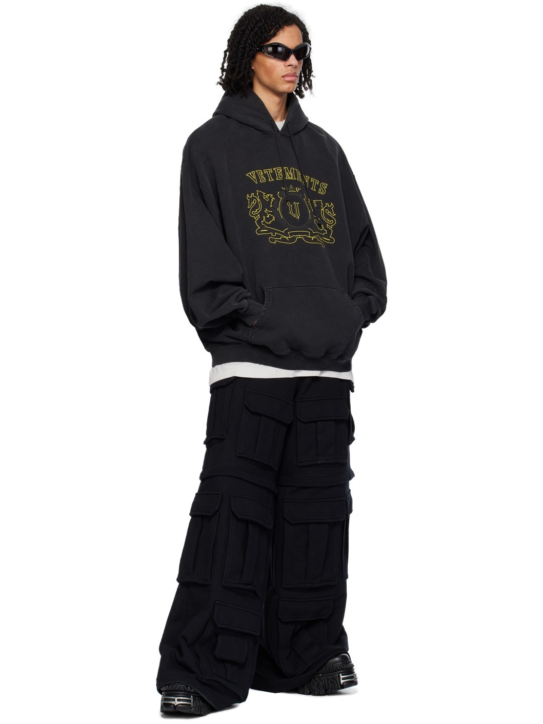 VETEMENTS: Black Multipocket Denim Cargo Pants