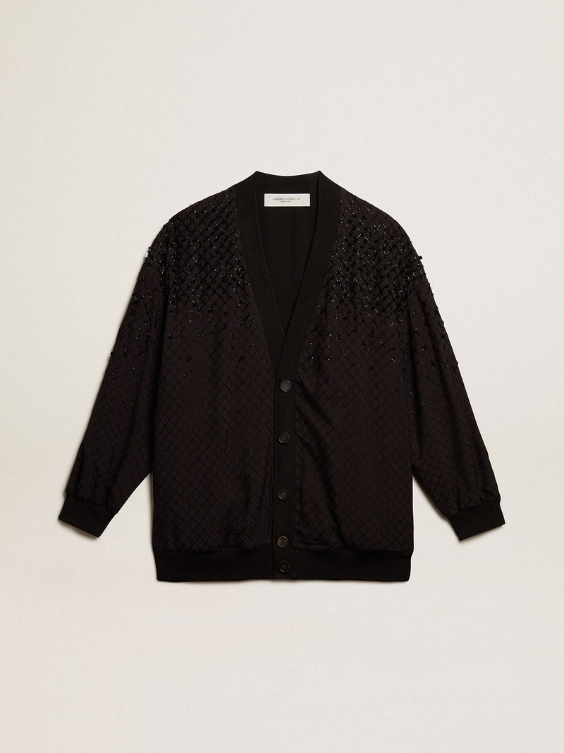 Women’s black cardigan with shaded embroidery 1