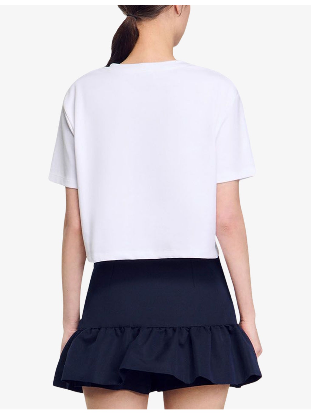 Crystal-embellished cut-out cotton-blend T-shirt - 4