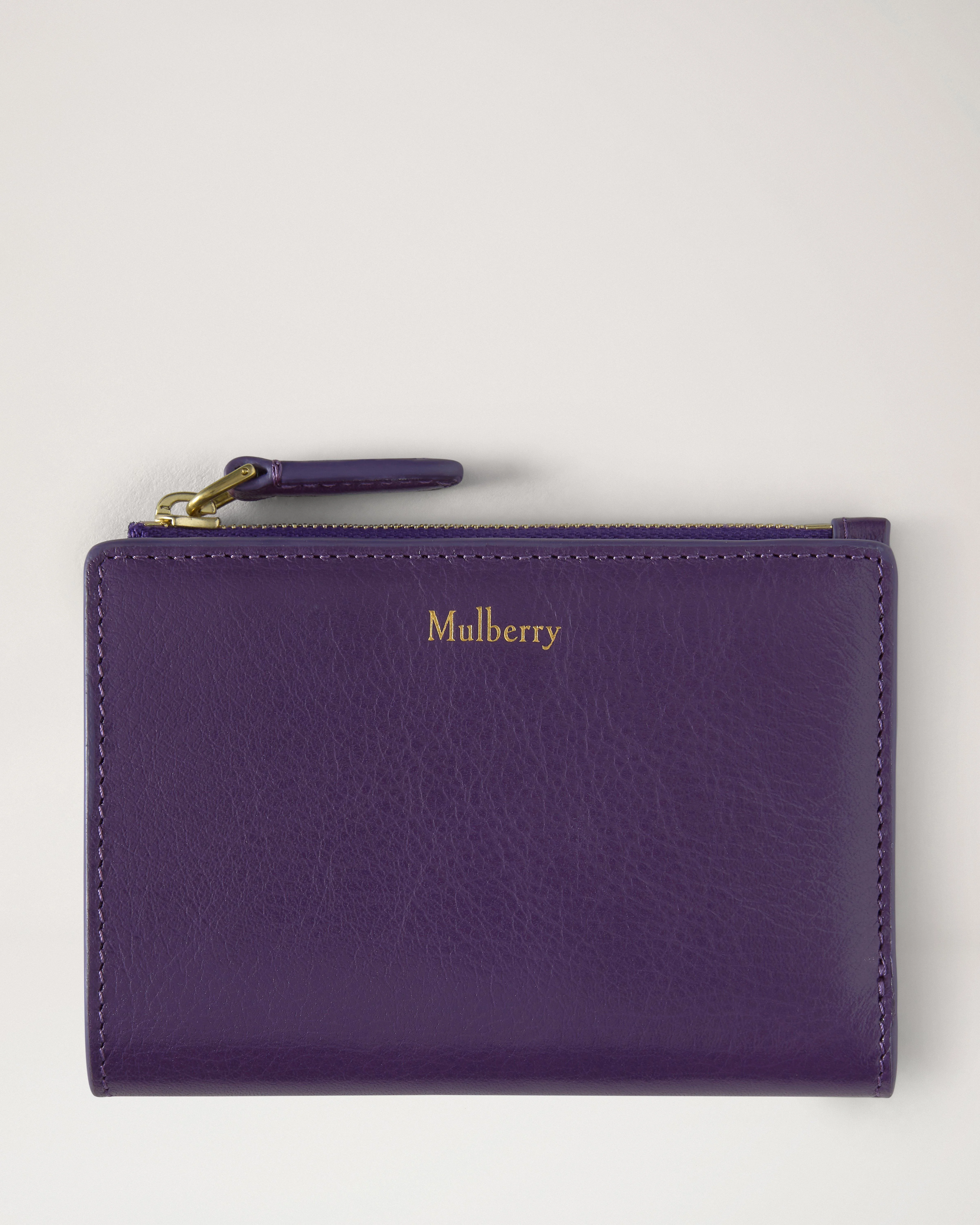 Continental Bifold Zipped Wallet Amethyst High Shine Leather - 1