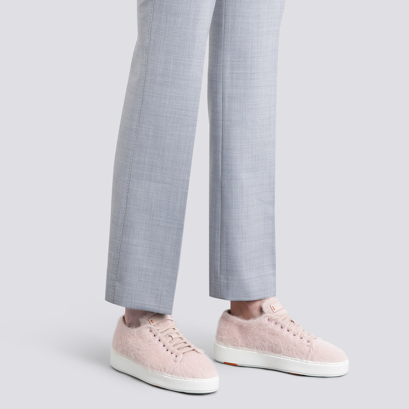 Santoni Women's pink wool sneaker outlook