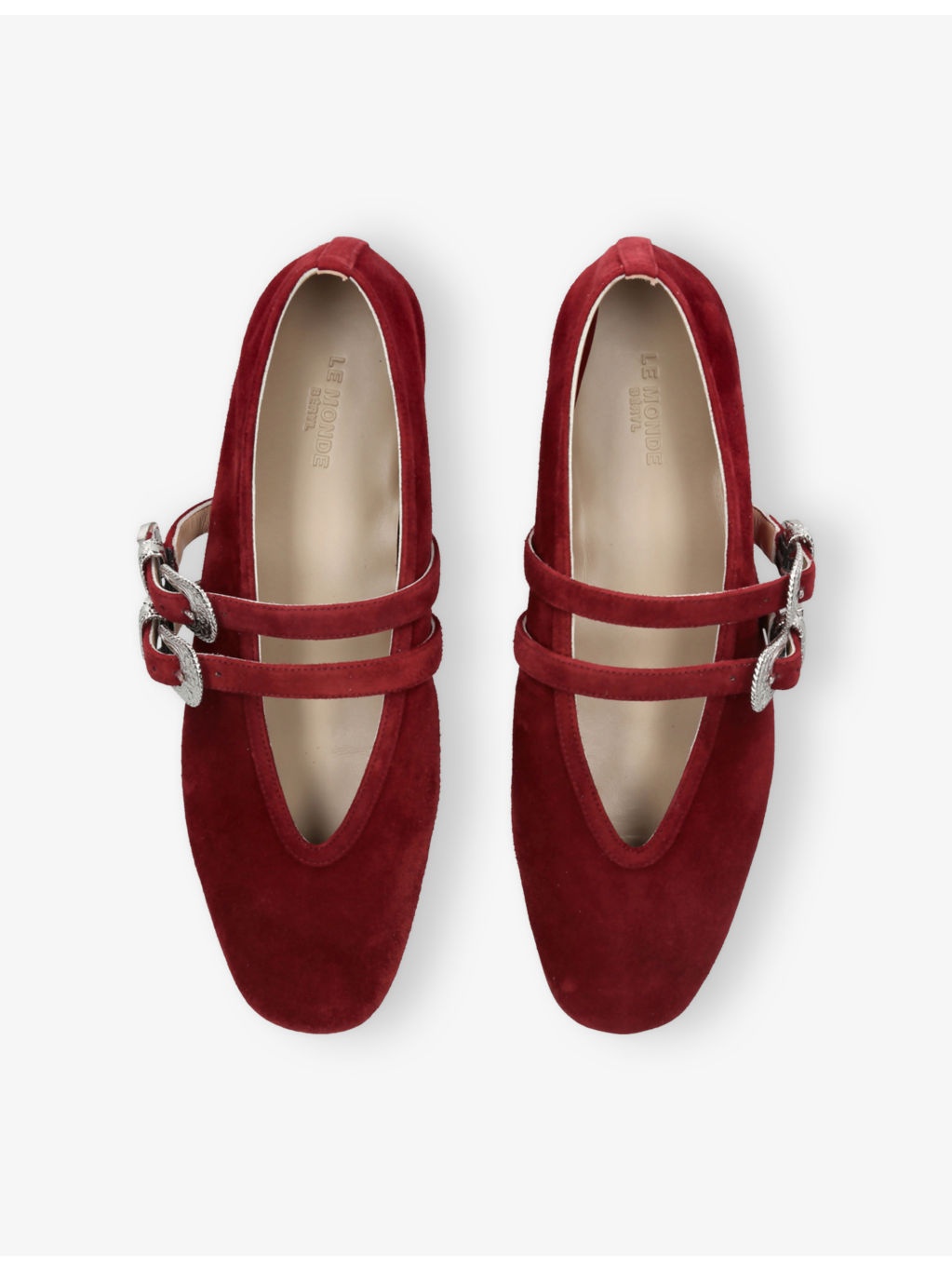 Claudia Double-Buckle Suede Slippers - 2