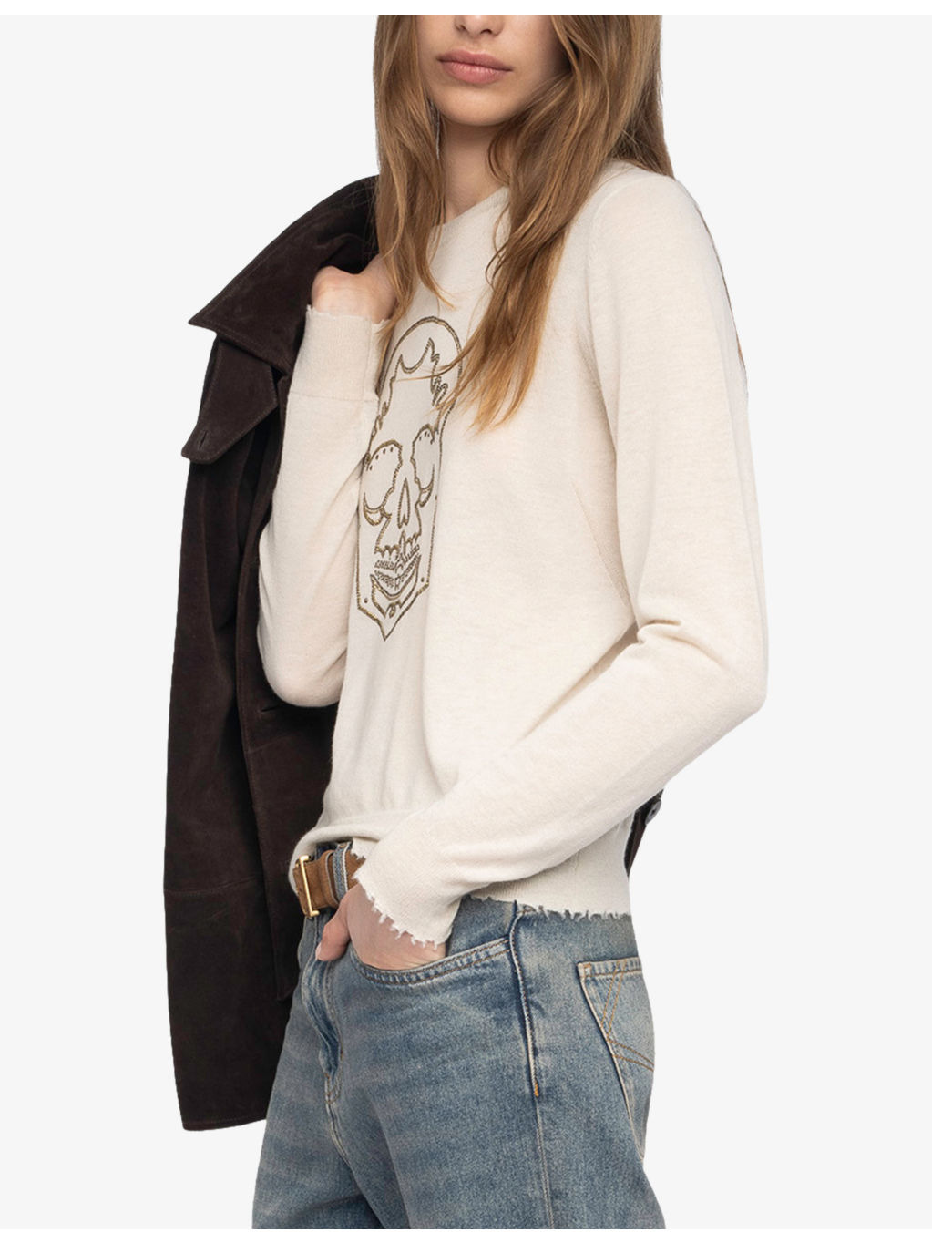 Miss Round-Neck Skull-Embellished Cashmere Jumper - 3