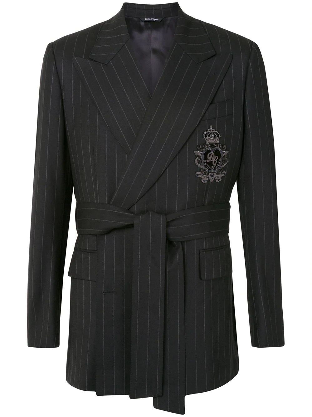 pinstripe tied waist blazer - 1