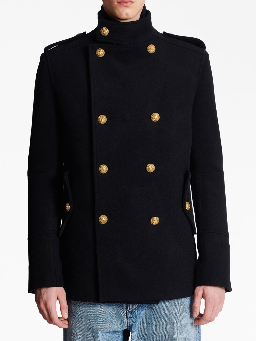 double-breasted wool peacoat - 5