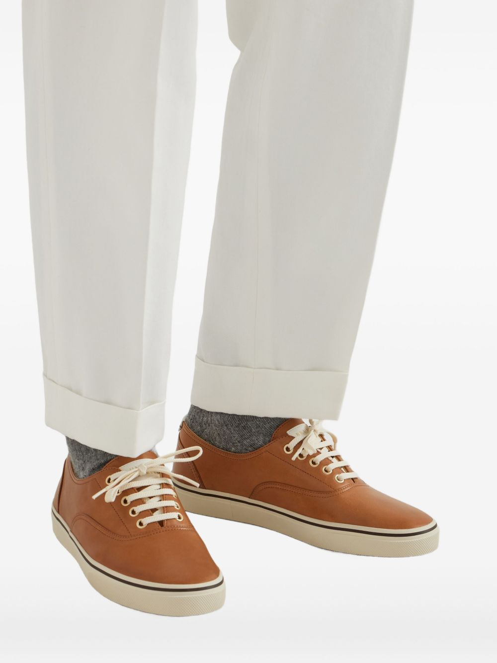 calfskin lace-up sneakers - 5