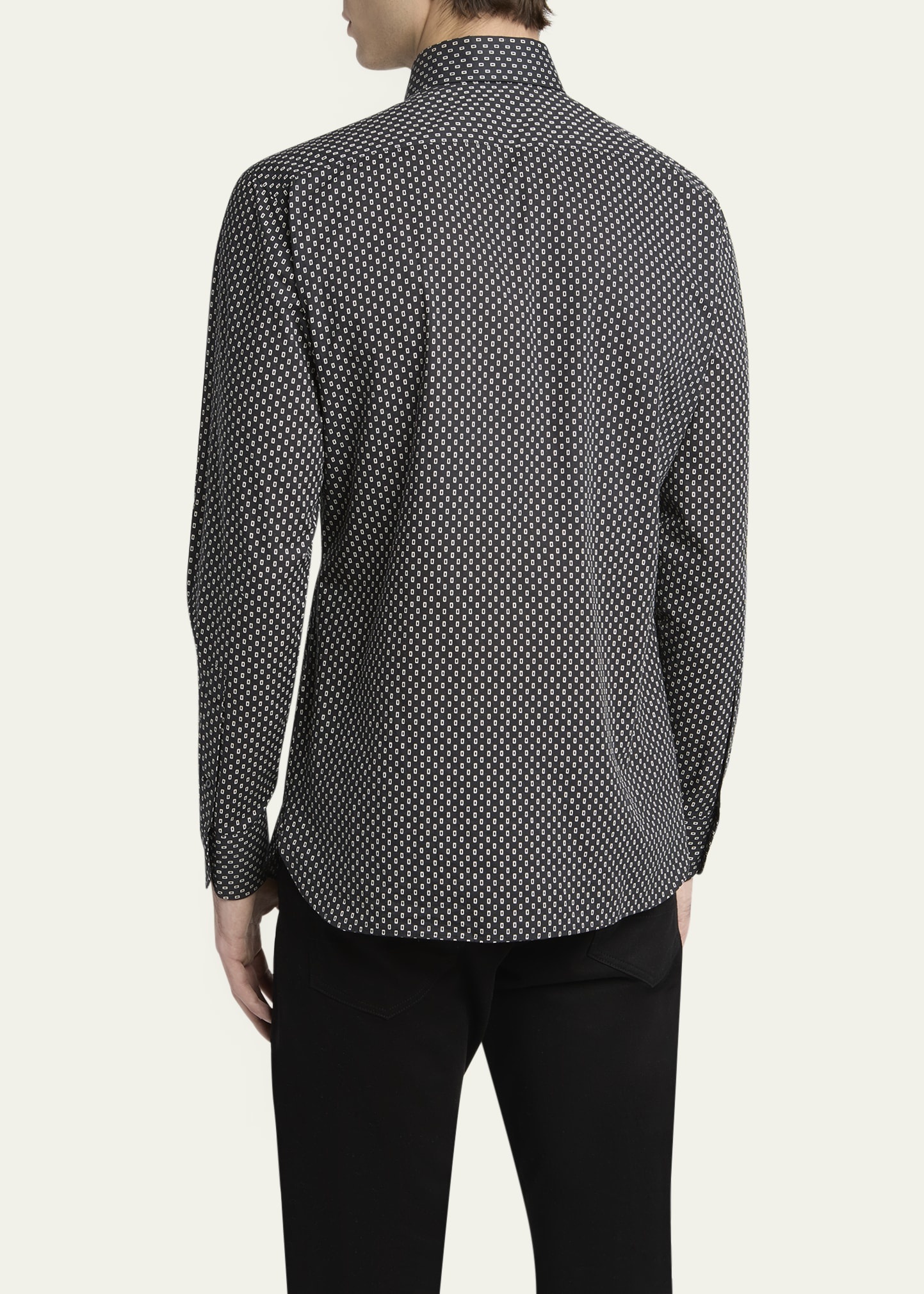 Men's Geometric Cotton Voile Sport Shirt - 3