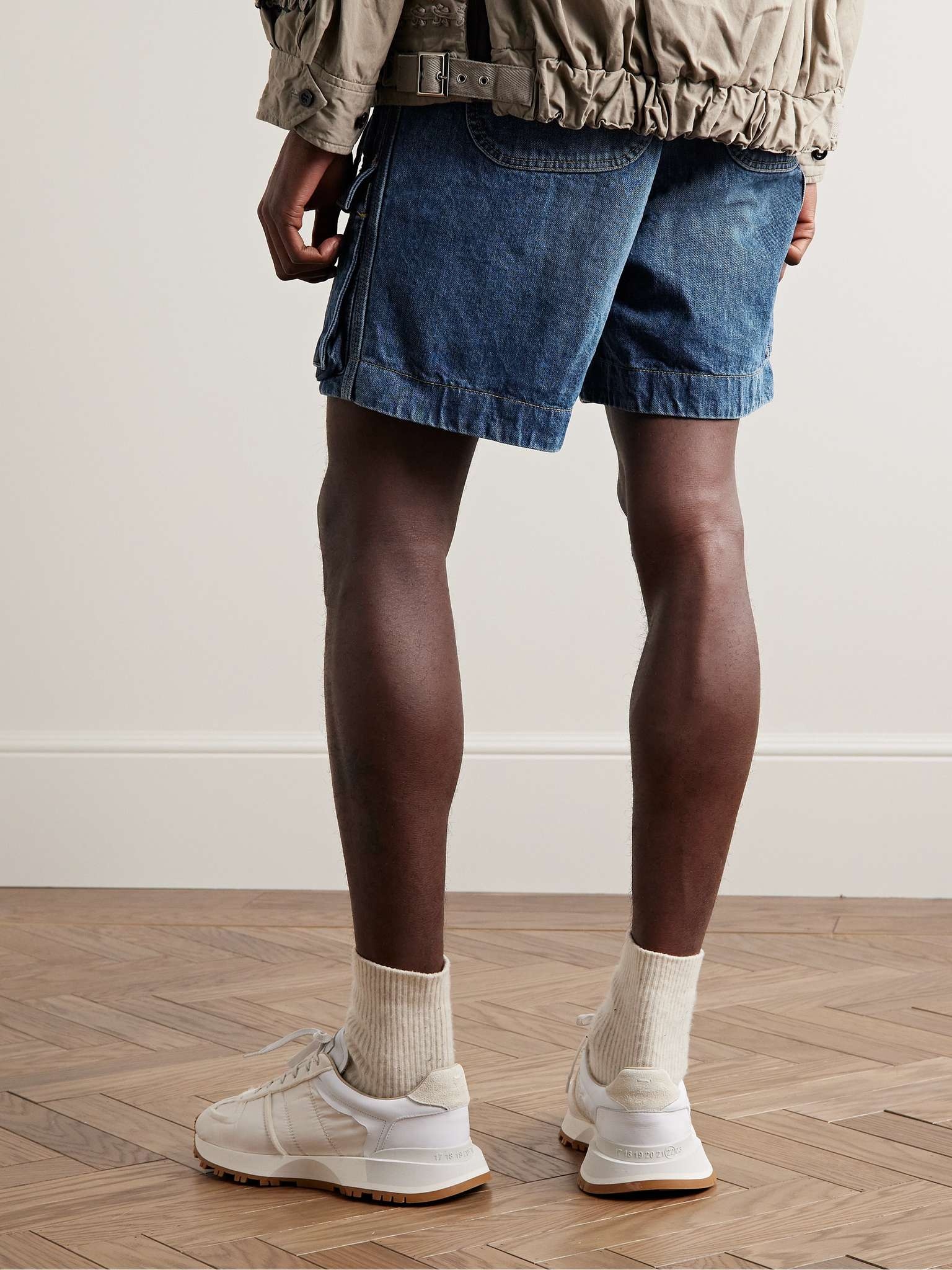 Belted Straight-Leg Denim Cargo Shorts - 4