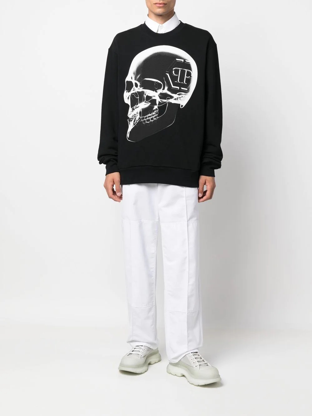 skull-print cotton sweatshirt - 2