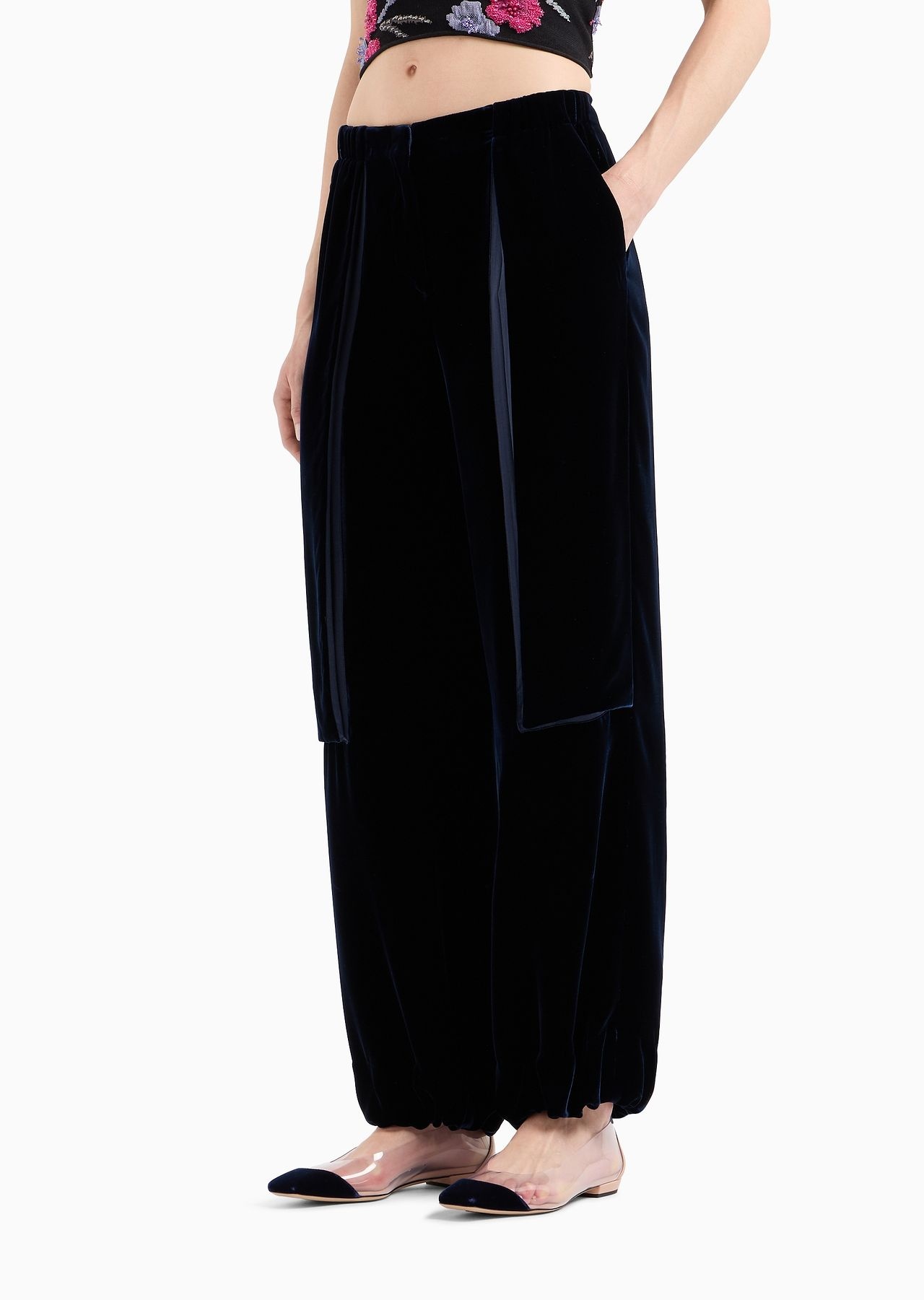 Draped velvet trousers - 2
