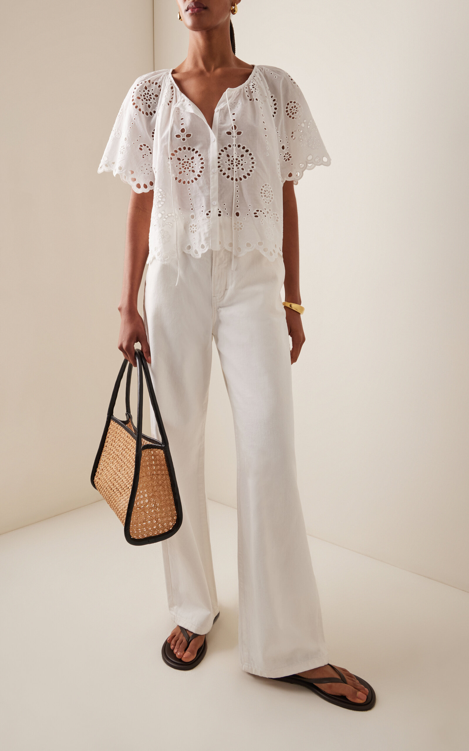 Broderie Anglaise Cotton Blouse white - 2