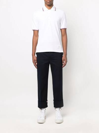 Thom Browne stripe-detailed polo shirt outlook