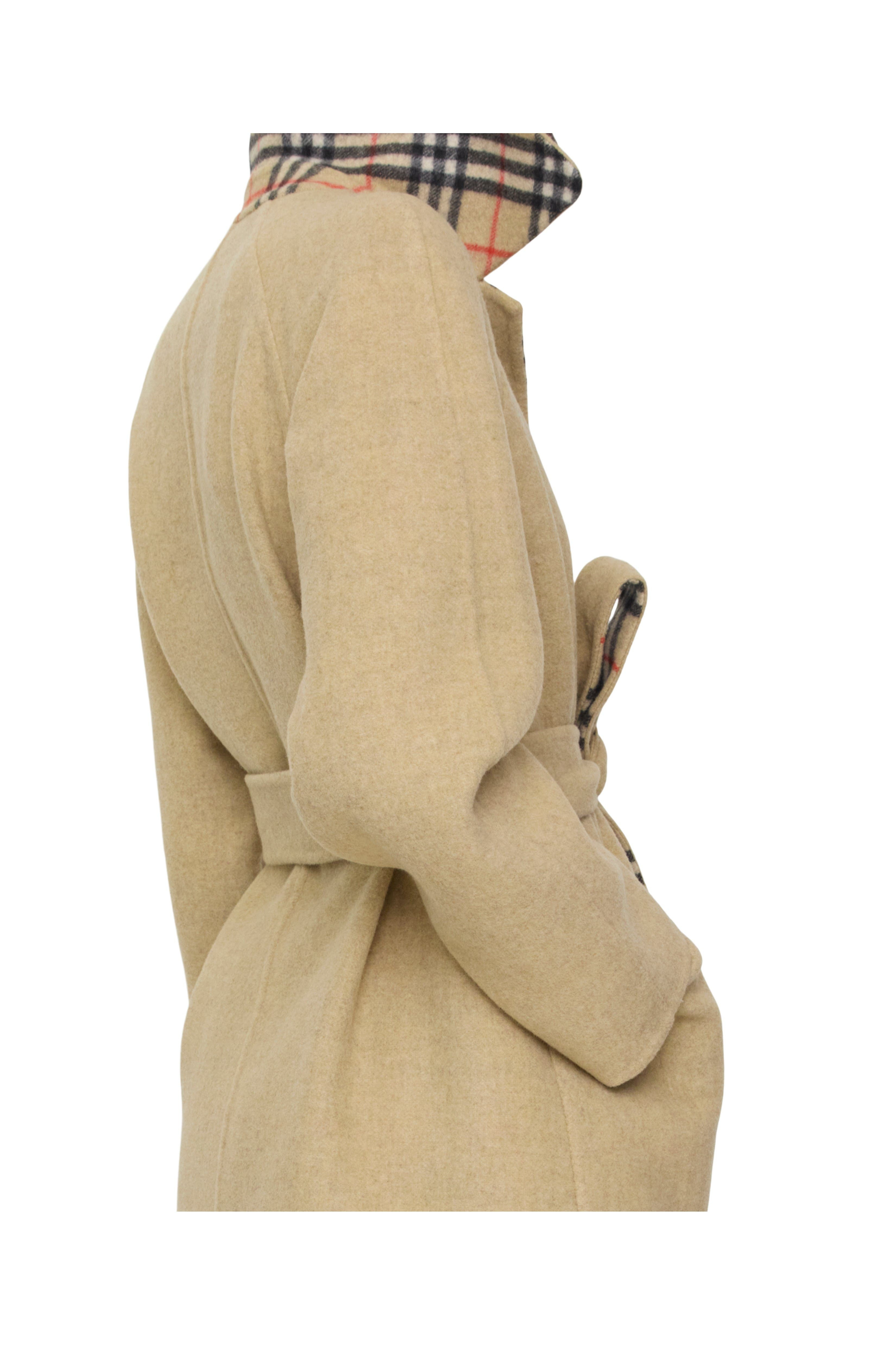 burberry Reversible Wool Wrap Coat in Sand Beige at Nordstrom - 4