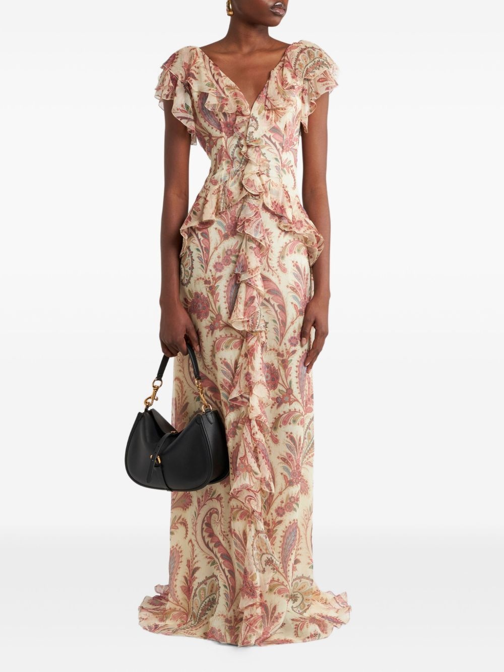 floral-motif v-neck dress - 2